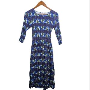 Alquema Finched Smashed Pocket Dress 0 (2-4) Pleated Crinkle Midi Lagenlook Art